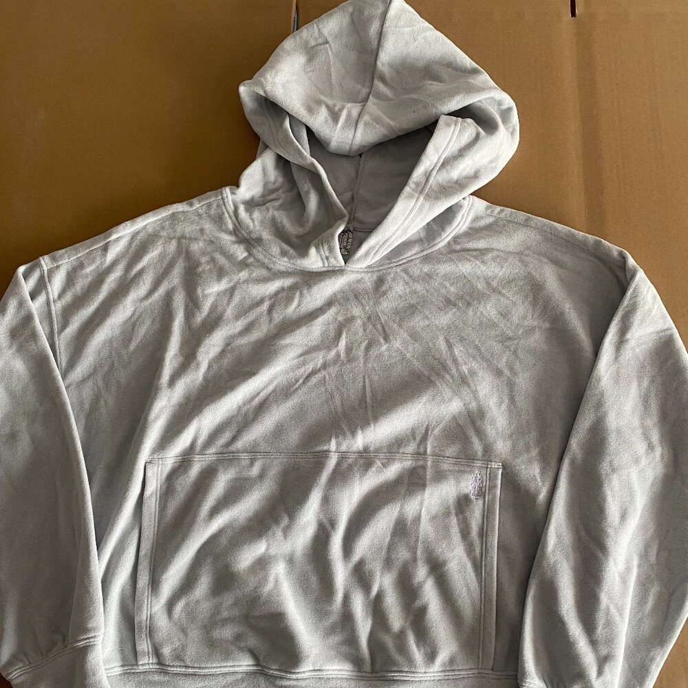 Free people light Grey lightweight fleece Hoodie